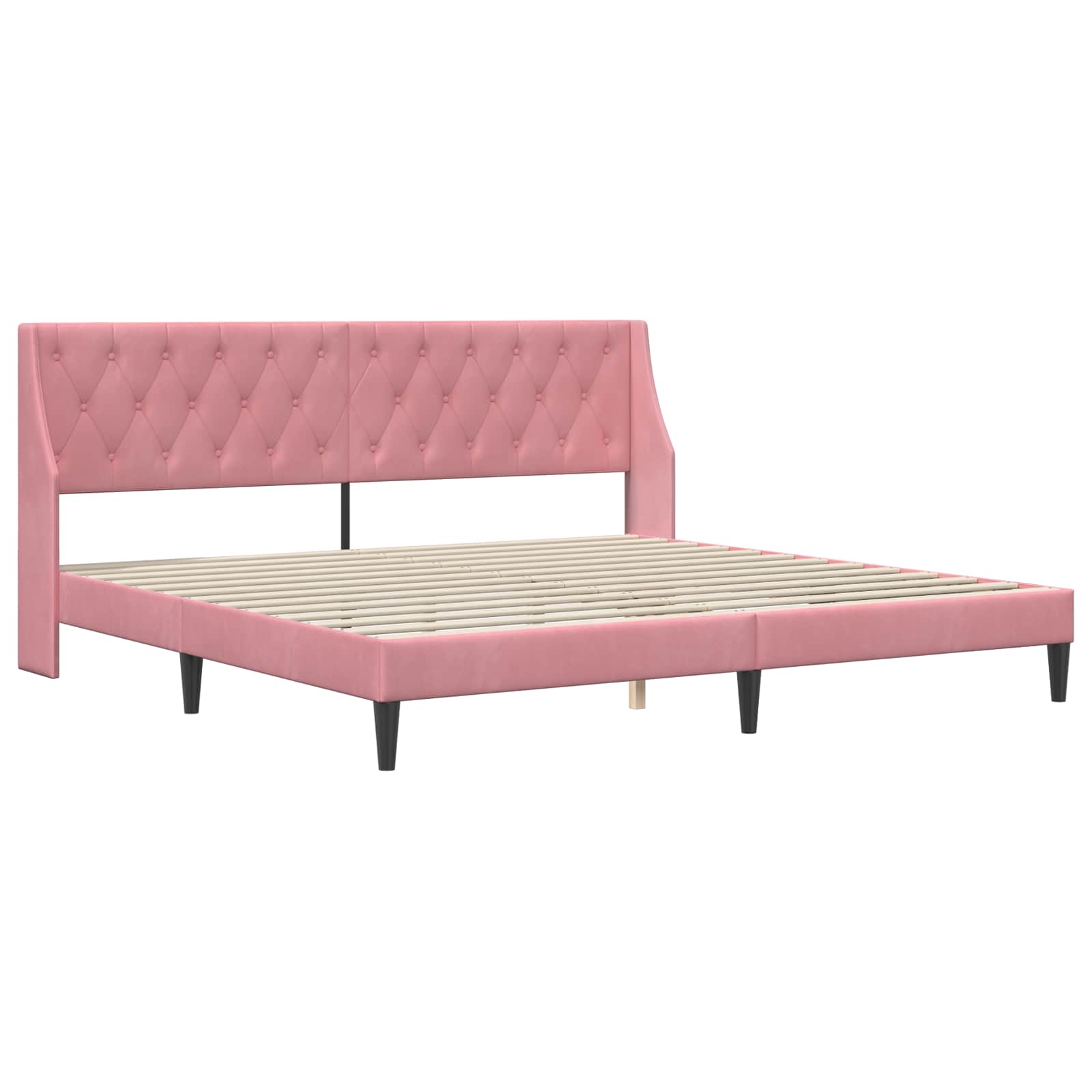 Bedframe met hoofdeinde Roze 200 x 200 cm Fluweel is nu te koop bij PeponiXL, paradijselijk wonen!