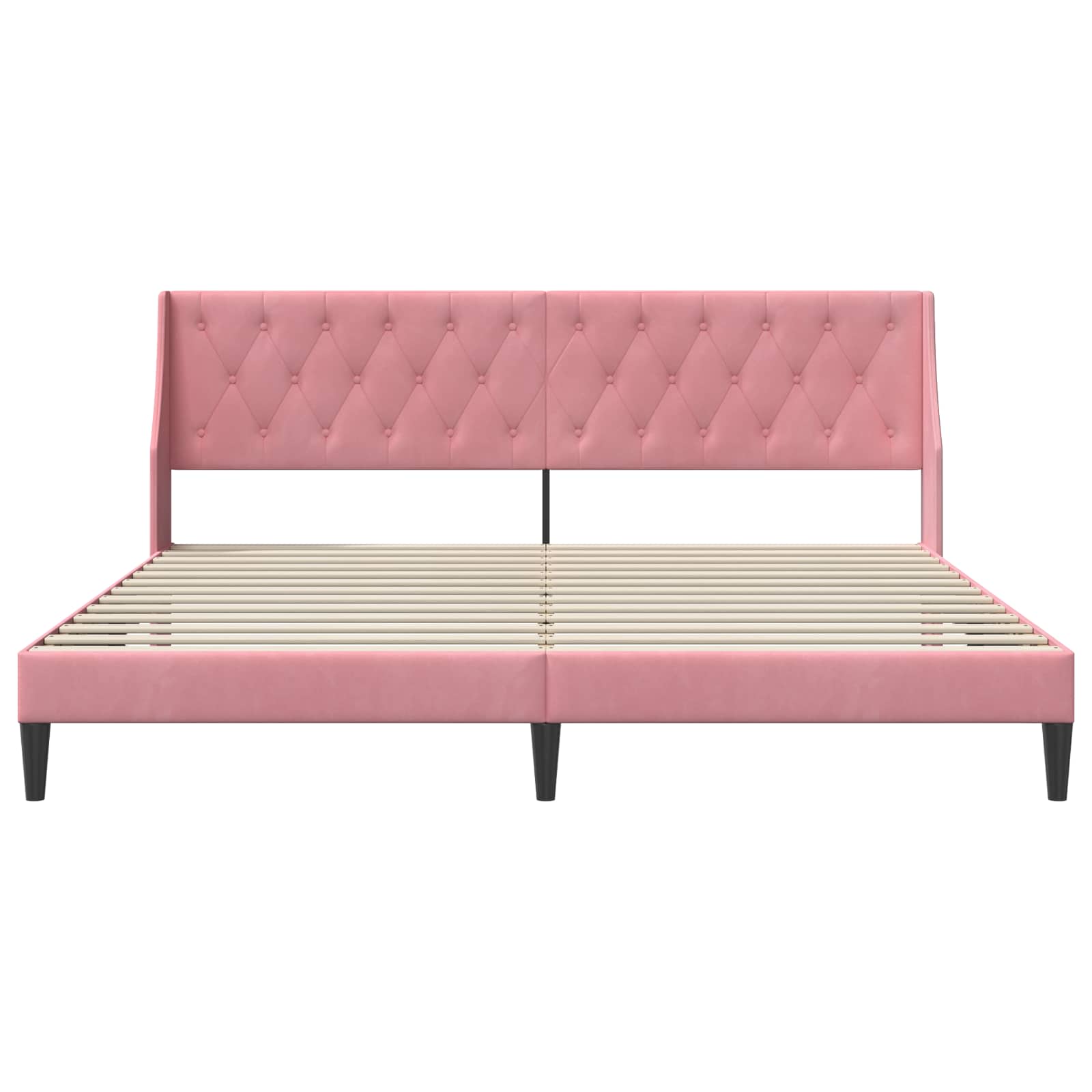 Bedframe met hoofdeinde Roze 200 x 200 cm Fluweel is nu te koop bij PeponiXL, paradijselijk wonen!
