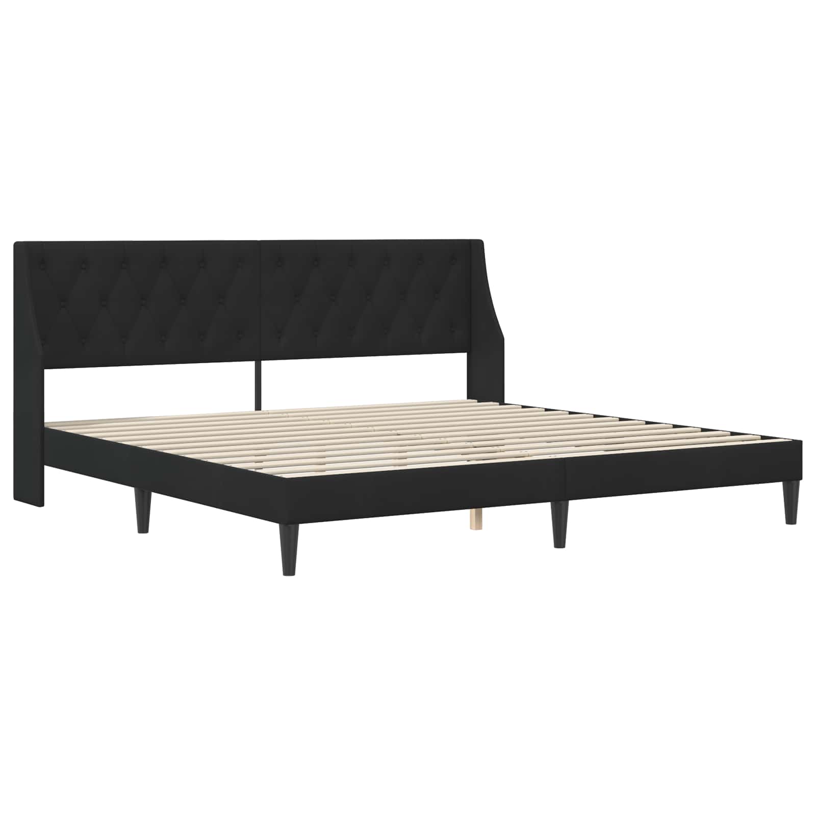 Bedframe met hoofdeinde Zwart 200 x 200 cm Fluweel is nu te koop bij PeponiXL, paradijselijk wonen!
