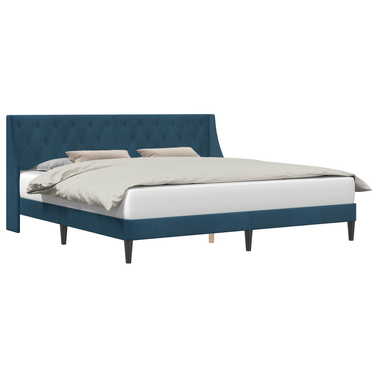 Bedframe met hoofdeinde Blauw 200 x 200 cm Fluweel is nu te koop bij PeponiXL, paradijselijk wonen!