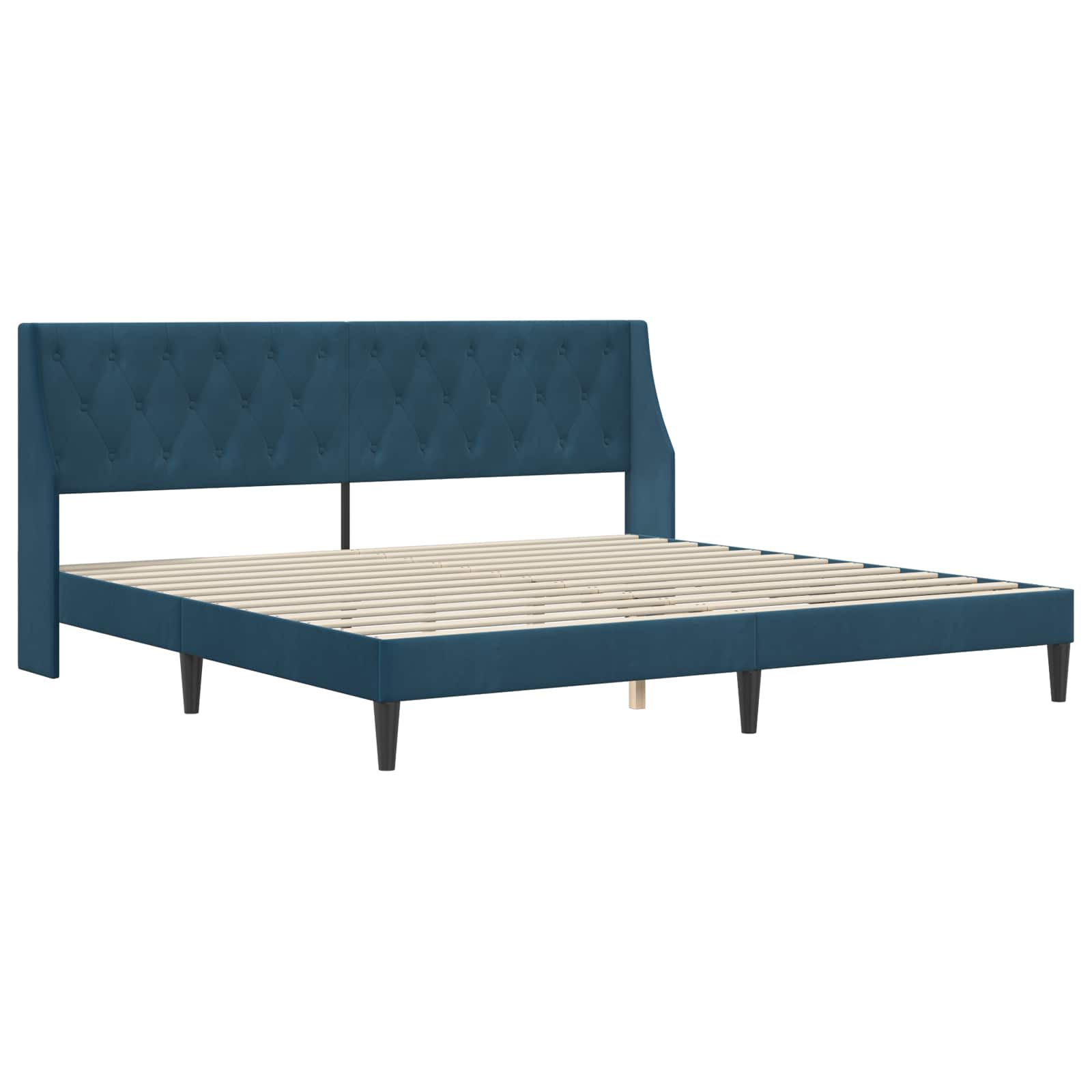 Bedframe met hoofdeinde Blauw 200 x 200 cm Fluweel is nu te koop bij PeponiXL, paradijselijk wonen!