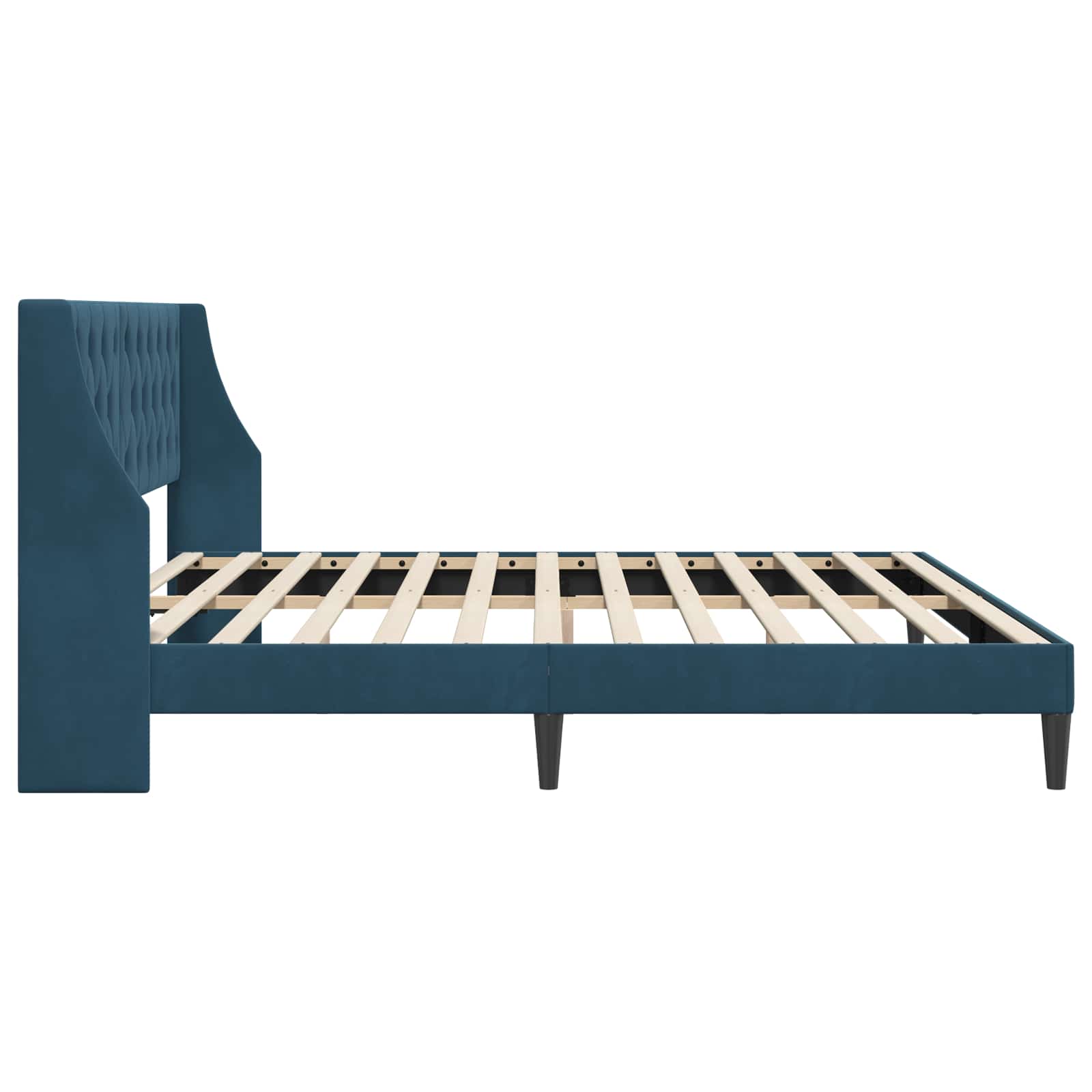 Bedframe met hoofdeinde Blauw 200 x 200 cm Fluweel is nu te koop bij PeponiXL, paradijselijk wonen!