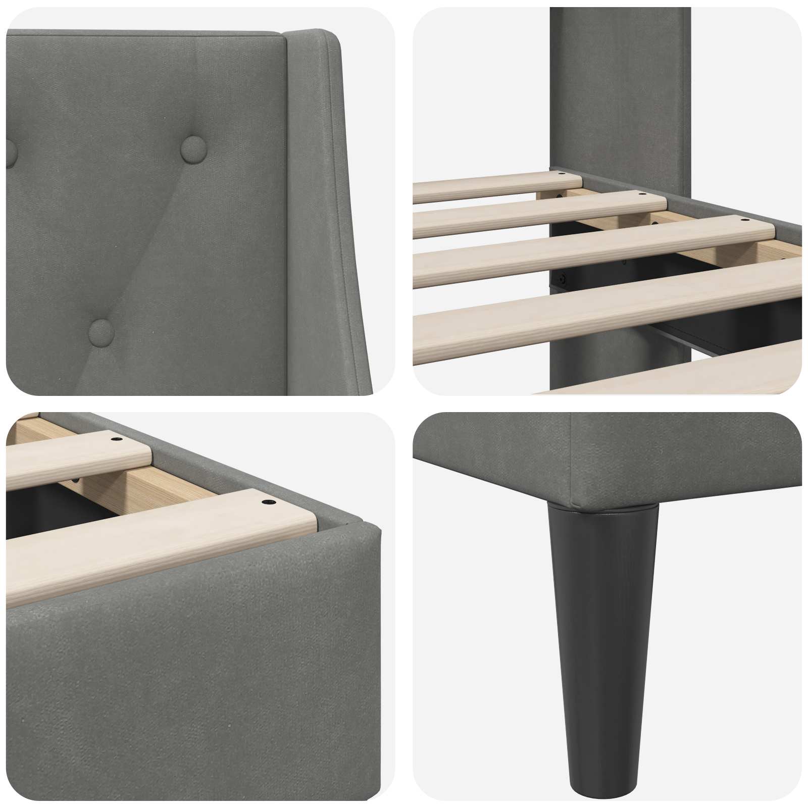Bedframe met hoofdeinde Donkergrijs 193 x 203 cm Fluweel is nu te koop bij PeponiXL, paradijselijk wonen!