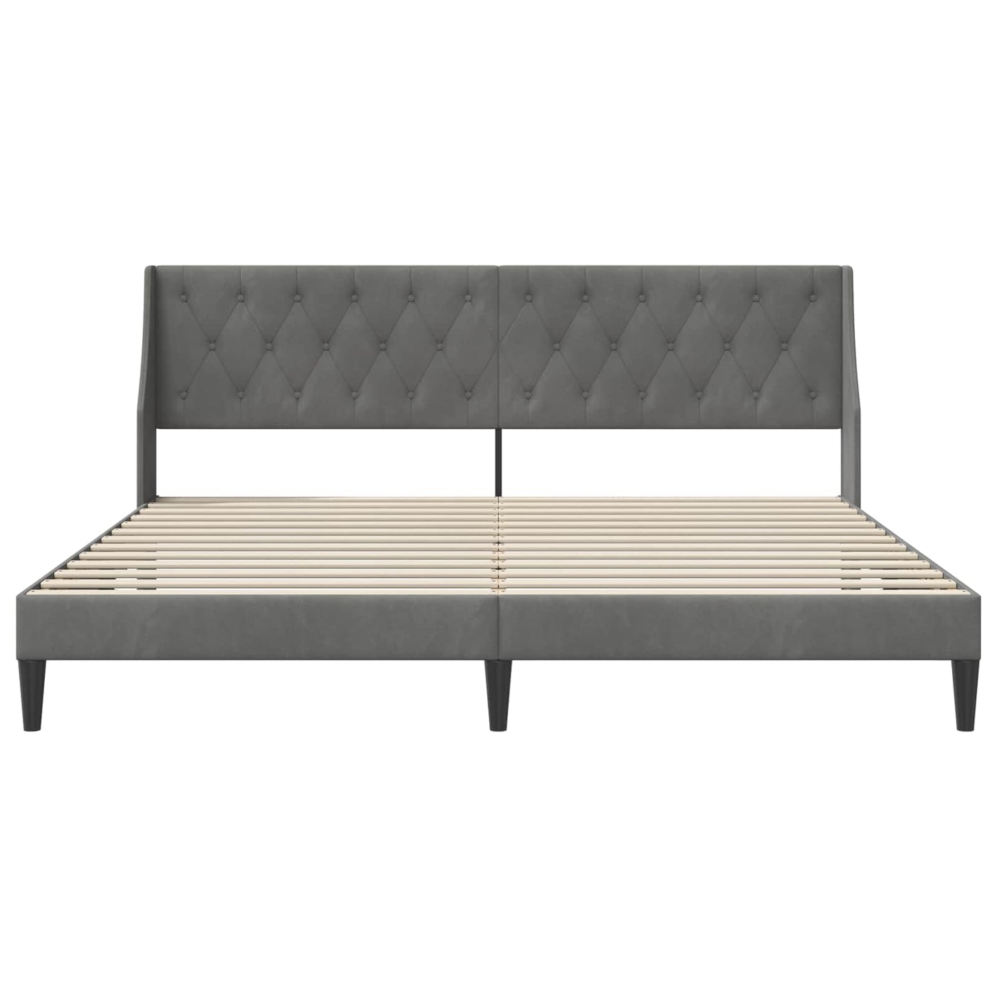 Bedframe met hoofdeinde Donkergrijs 193 x 203 cm Fluweel is nu te koop bij PeponiXL, paradijselijk wonen!