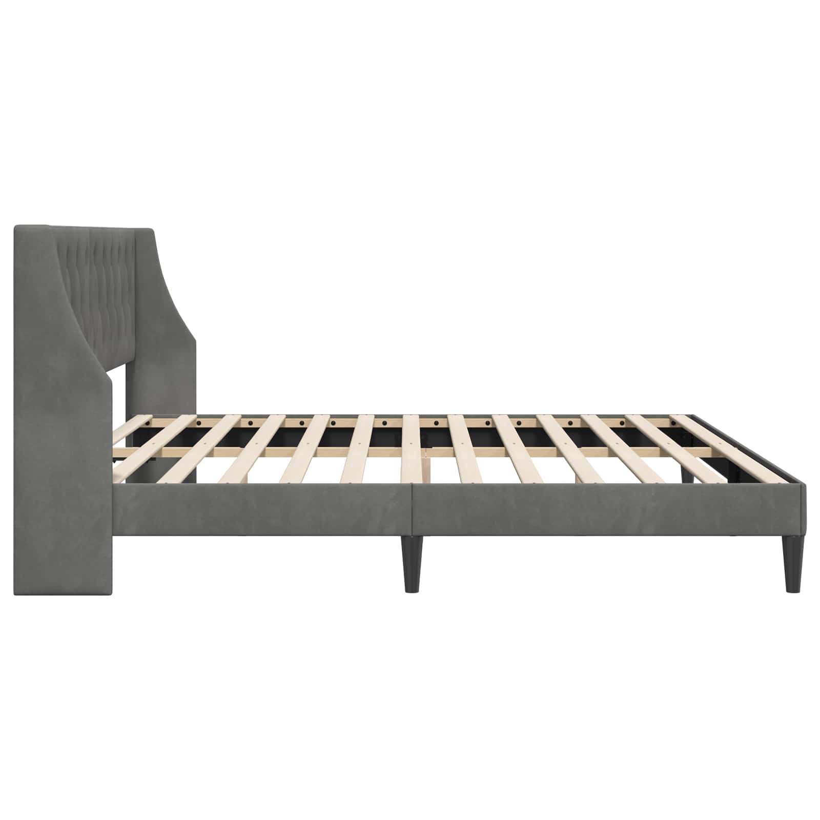 Bedframe met hoofdeinde Donkergrijs 193 x 203 cm Fluweel is nu te koop bij PeponiXL, paradijselijk wonen!