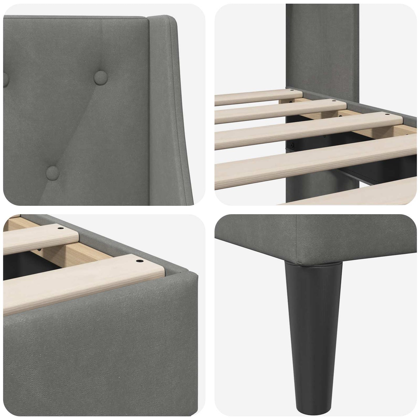 Bedframe met hoofdeinde Donkergrijs 183 x 213 cm Fluweel is nu te koop bij PeponiXL, paradijselijk wonen!