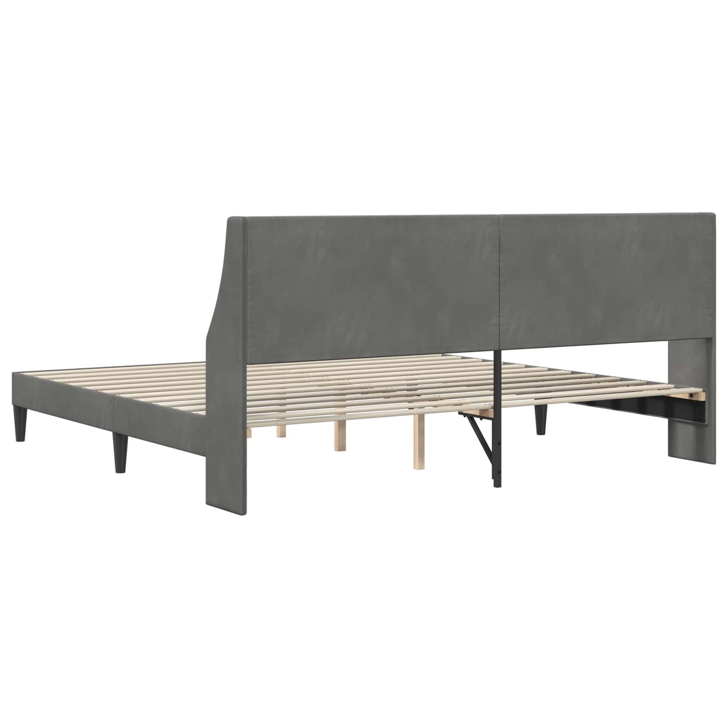 Bedframe met hoofdeinde Donkergrijs 183 x 213 cm Fluweel is nu te koop bij PeponiXL, paradijselijk wonen!