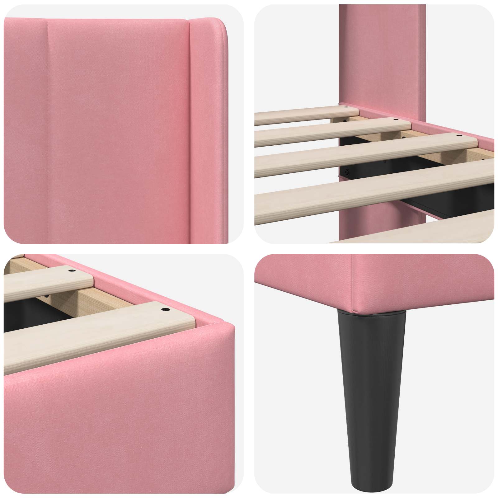 Bedframe met hoofdeinde Roze 80 x 200 cm Fluweel is nu te koop bij PeponiXL, paradijselijk wonen!