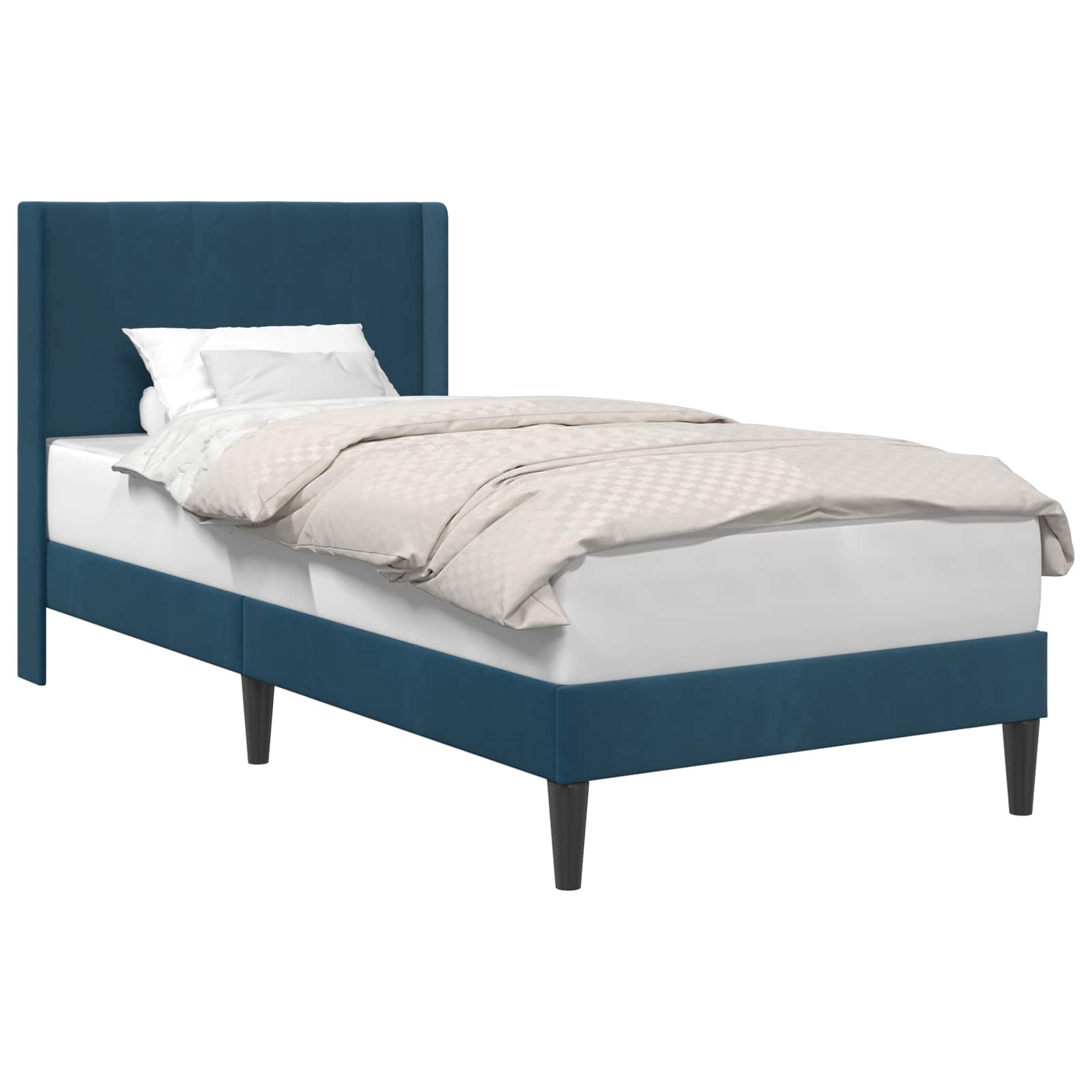 Bedframe met hoofdeinde Blauw 90 x 190 cm Fluweel is nu te koop bij PeponiXL, paradijselijk wonen!