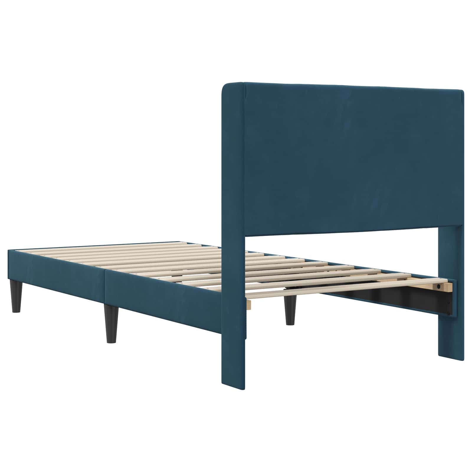 Bedframe met hoofdeinde Blauw 90 x 190 cm Fluweel is nu te koop bij PeponiXL, paradijselijk wonen!