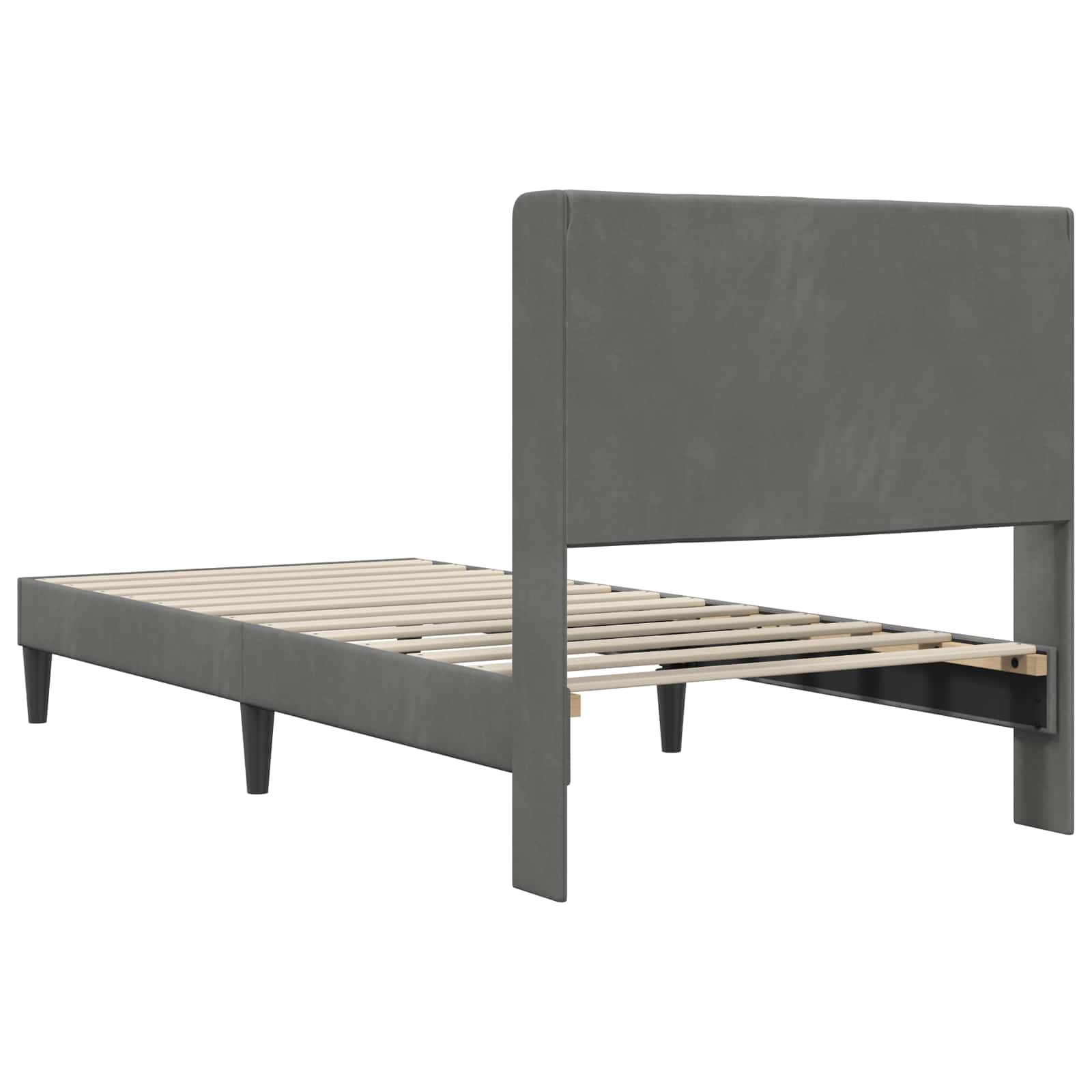 Bedframe met hoofdeinde Donkergrijs 100 x 200 cm Fluweel is nu te koop bij PeponiXL, paradijselijk wonen!