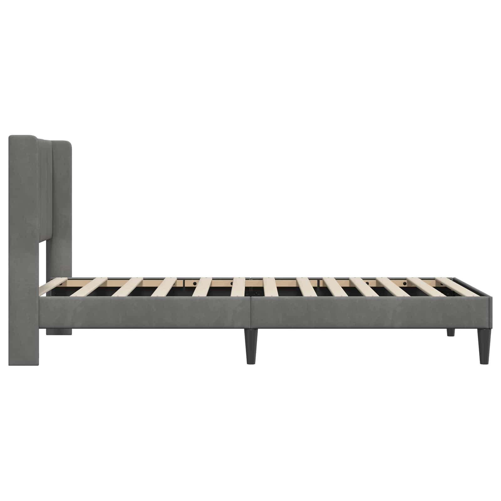Bedframe met hoofdeinde Donkergrijs 100 x 200 cm Fluweel is nu te koop bij PeponiXL, paradijselijk wonen!
