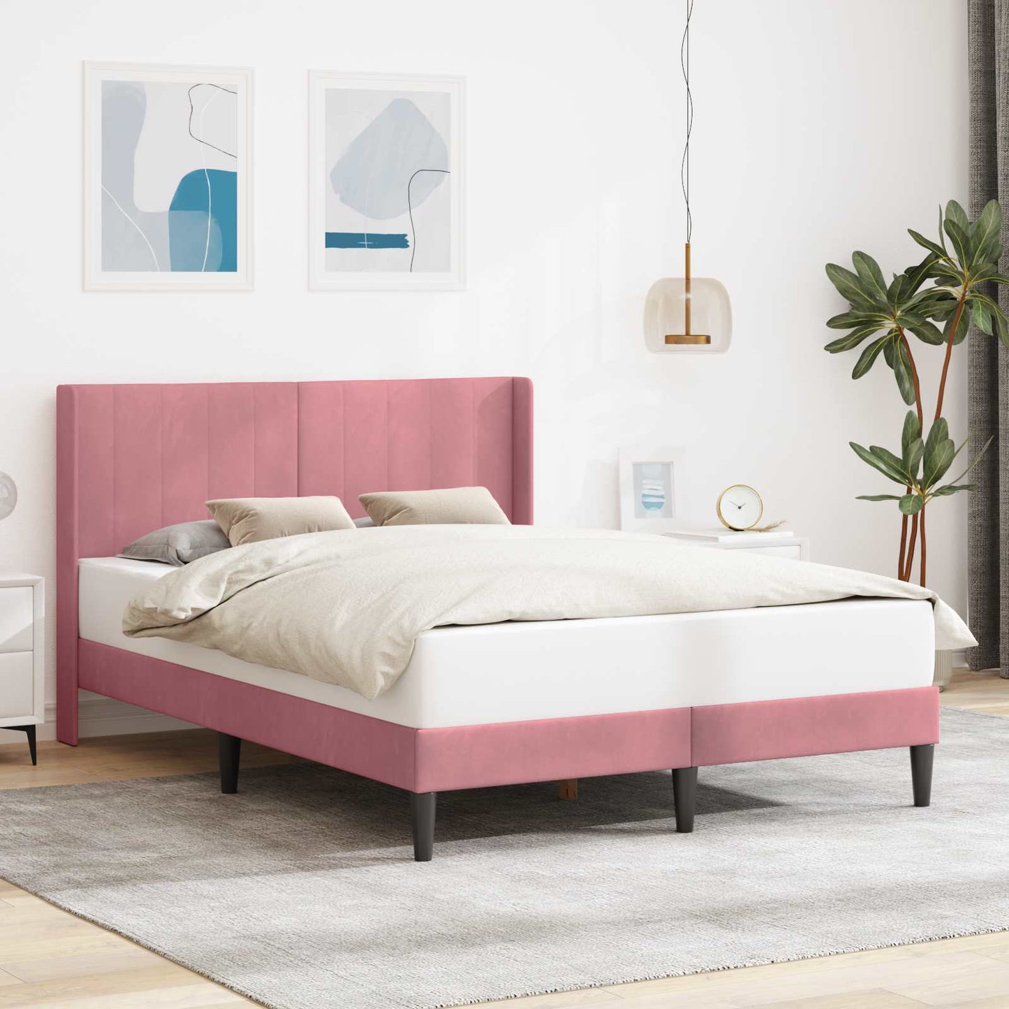 Bedframe met hoofdeinde Roze 120 x 190 cm Fluweel is nu te koop bij PeponiXL, paradijselijk wonen!
