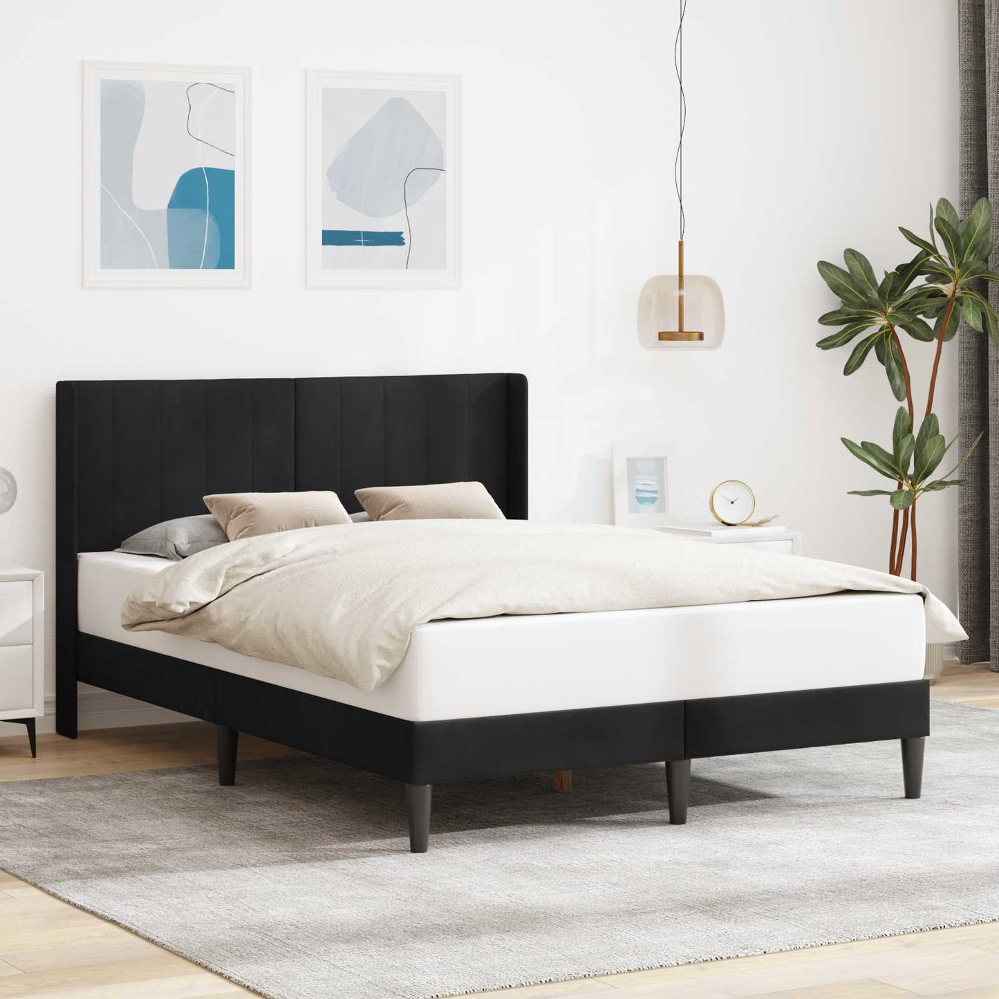 Bedframe met hoofdeinde Zwart 140 x 190 cm Fluweel is nu te koop bij PeponiXL, paradijselijk wonen!