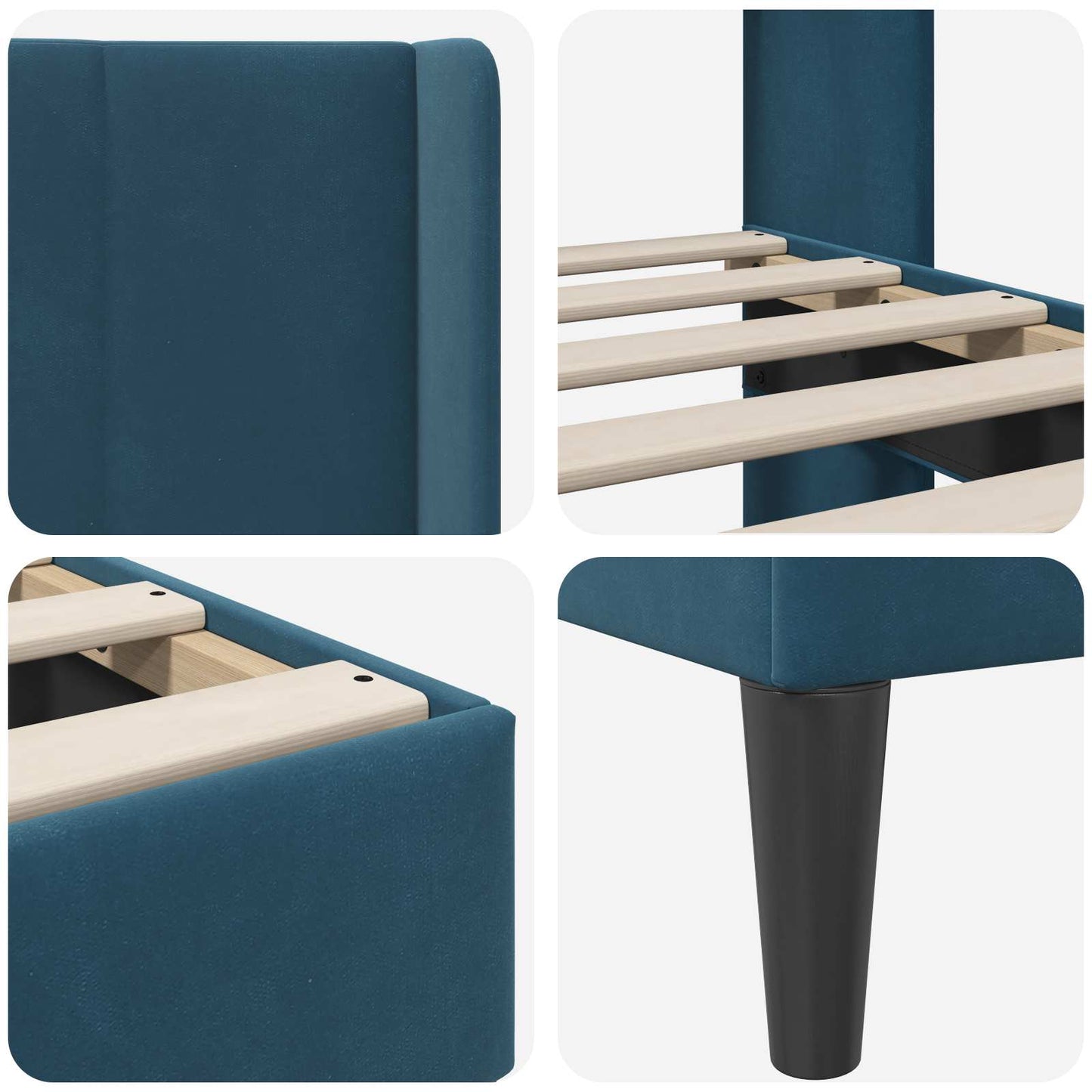 Bedframe met hoofdeinde Blauw 140 x 190 cm Fluweel is nu te koop bij PeponiXL, paradijselijk wonen!