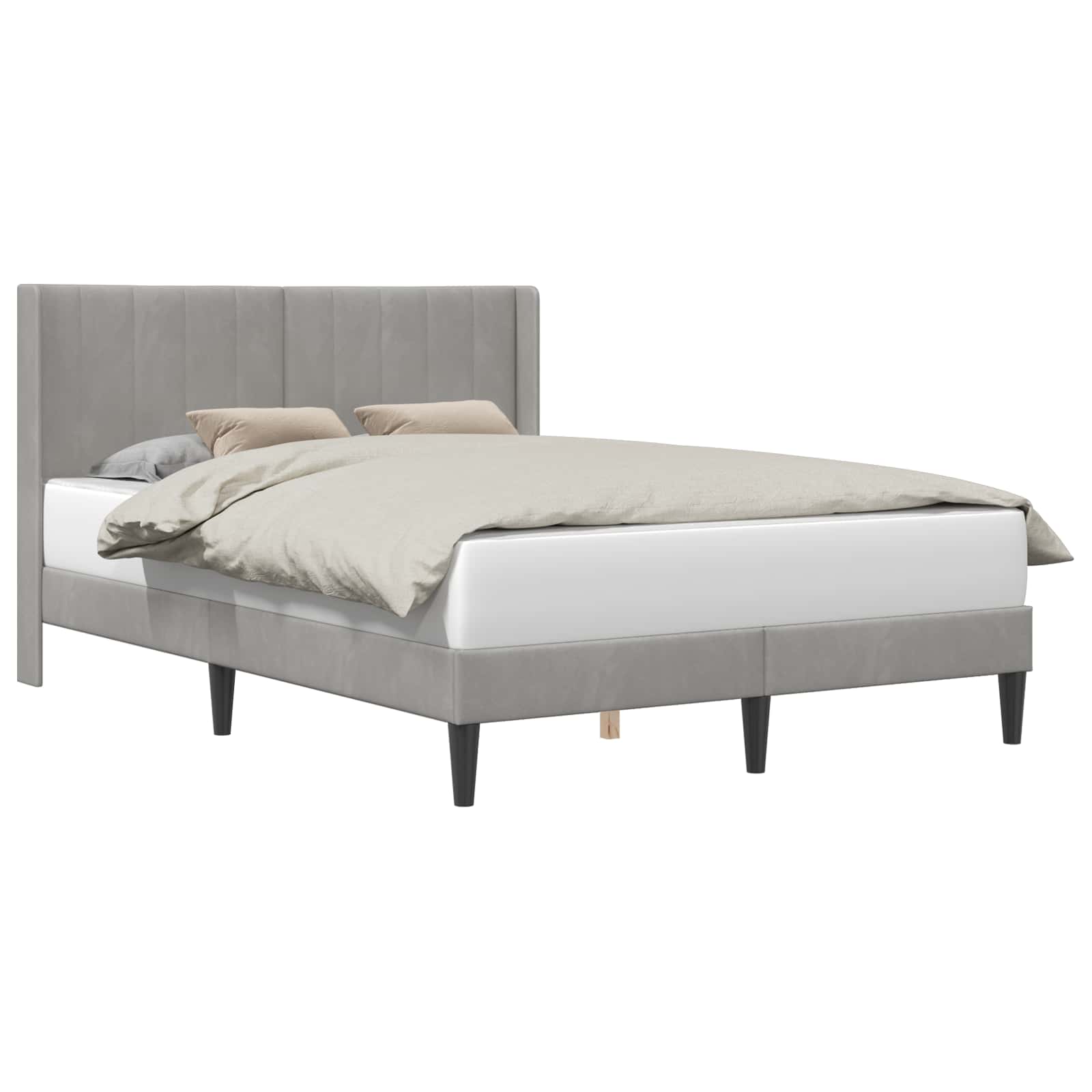 Bedframe met hoofdeinde Lichtgrijs 140 x 200 cm Fluweel is nu te koop bij PeponiXL, paradijselijk wonen!