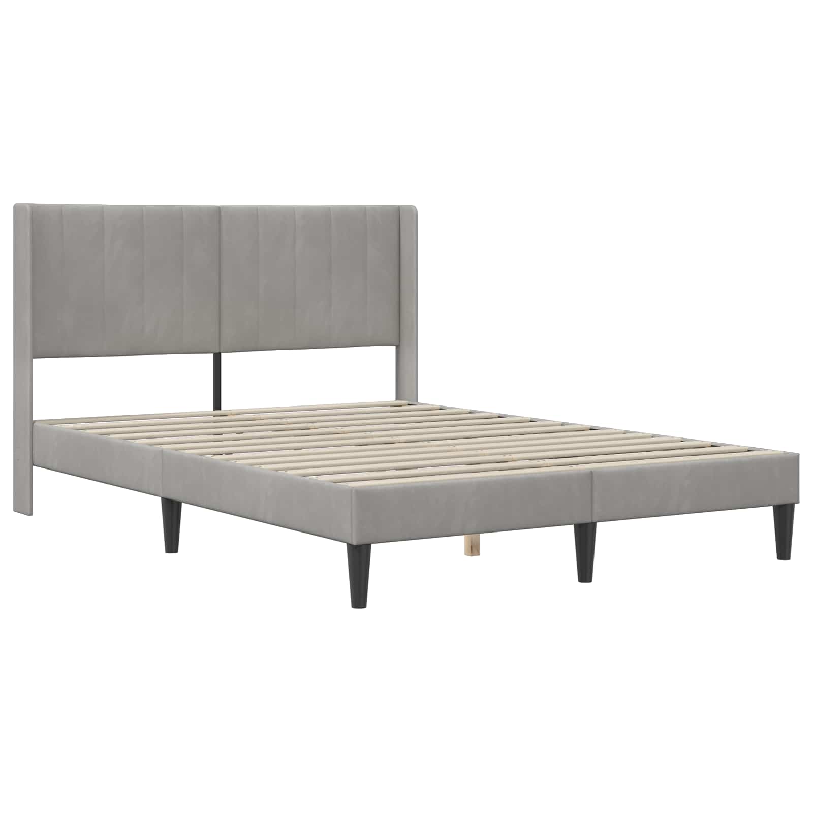 Bedframe met hoofdeinde Lichtgrijs 140 x 200 cm Fluweel is nu te koop bij PeponiXL, paradijselijk wonen!