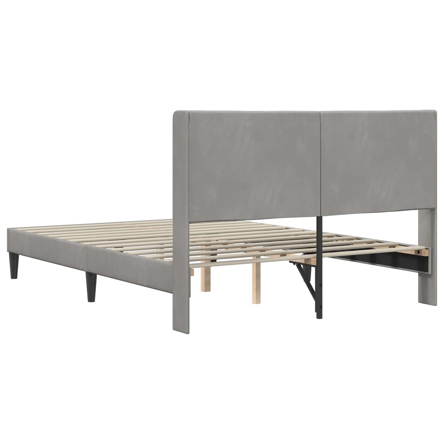 Bedframe met hoofdeinde Lichtgrijs 140 x 200 cm Fluweel is nu te koop bij PeponiXL, paradijselijk wonen!