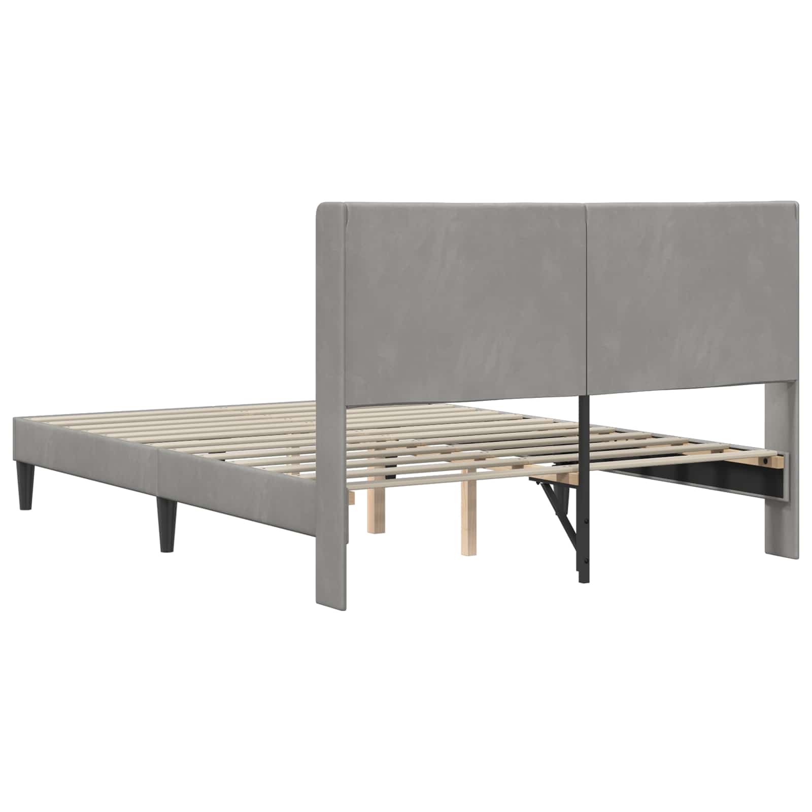 Bedframe met hoofdeinde Lichtgrijs 140 x 200 cm Fluweel is nu te koop bij PeponiXL, paradijselijk wonen!