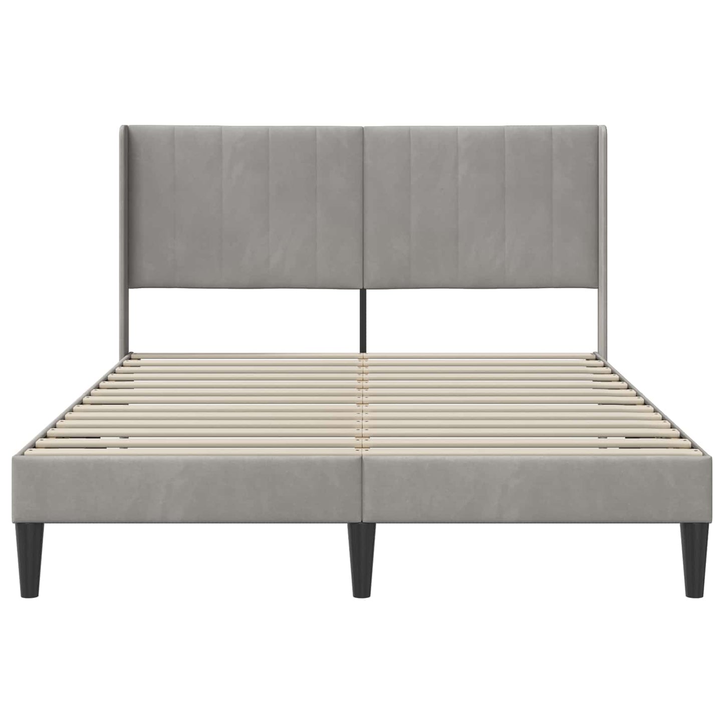 Bedframe met hoofdeinde Lichtgrijs 140 x 200 cm Fluweel is nu te koop bij PeponiXL, paradijselijk wonen!