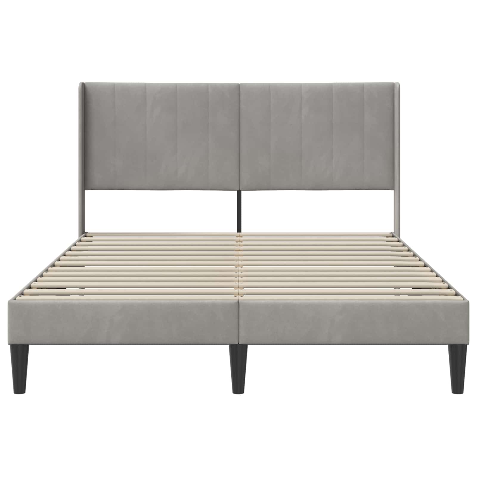 Bedframe met hoofdeinde Lichtgrijs 140 x 200 cm Fluweel is nu te koop bij PeponiXL, paradijselijk wonen!