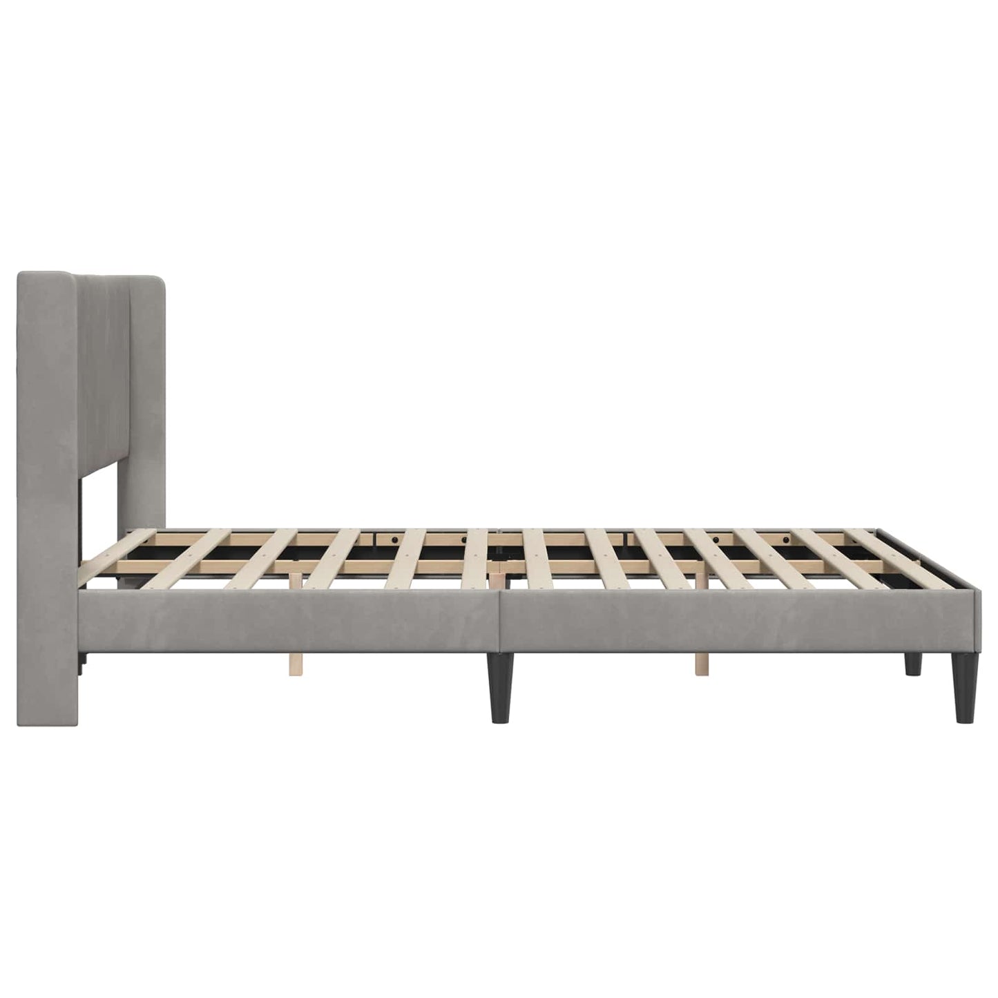 Bedframe met hoofdeinde Lichtgrijs 140 x 200 cm Fluweel is nu te koop bij PeponiXL, paradijselijk wonen!