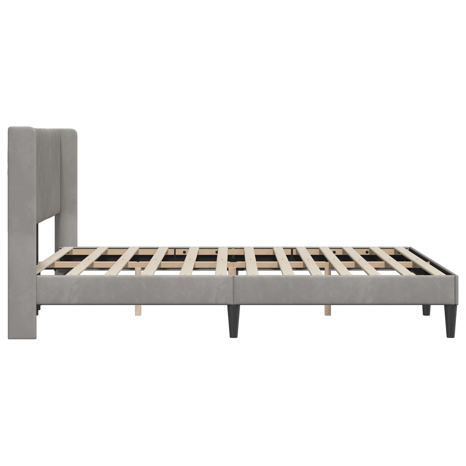 Bedframe met hoofdeinde Lichtgrijs 140 x 200 cm Fluweel is nu te koop bij PeponiXL, paradijselijk wonen!