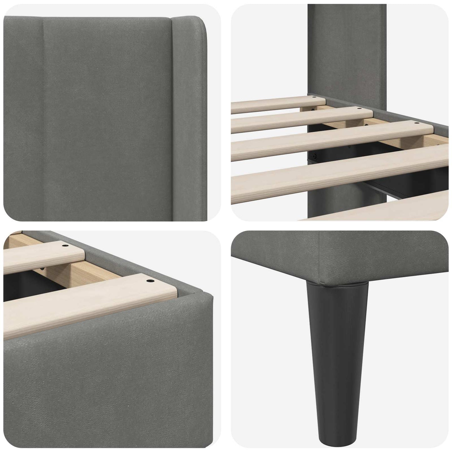 Bedframe met hoofdeinde Donkergrijs 140 x 200 cm Fluweel is nu te koop bij PeponiXL, paradijselijk wonen!