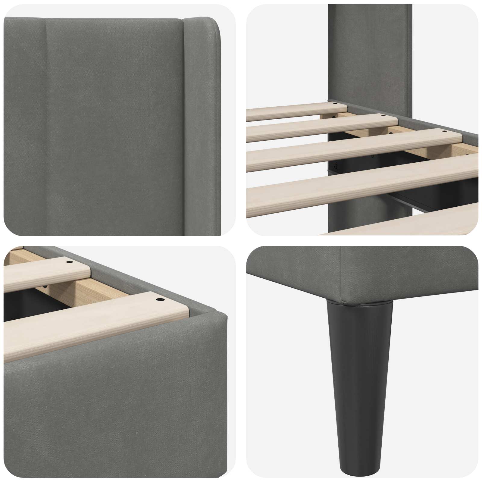Bedframe met hoofdeinde Donkergrijs 140 x 200 cm Fluweel is nu te koop bij PeponiXL, paradijselijk wonen!