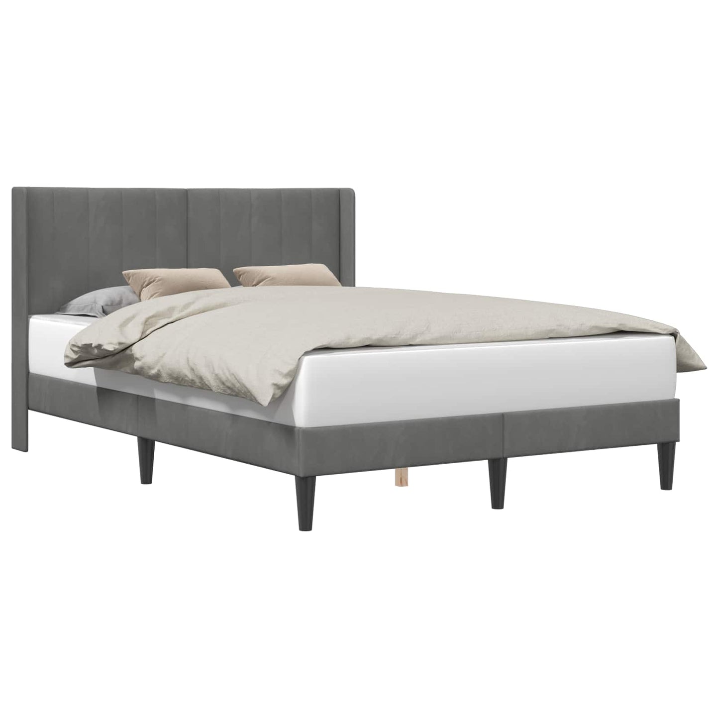 Bedframe met hoofdeinde Donkergrijs 140 x 200 cm Fluweel is nu te koop bij PeponiXL, paradijselijk wonen!