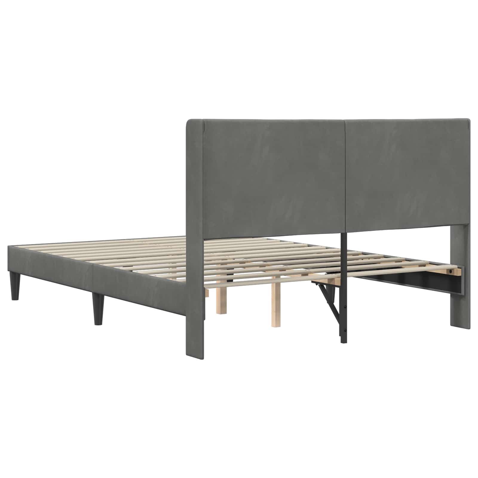 Bedframe met hoofdeinde Donkergrijs 140 x 200 cm Fluweel is nu te koop bij PeponiXL, paradijselijk wonen!
