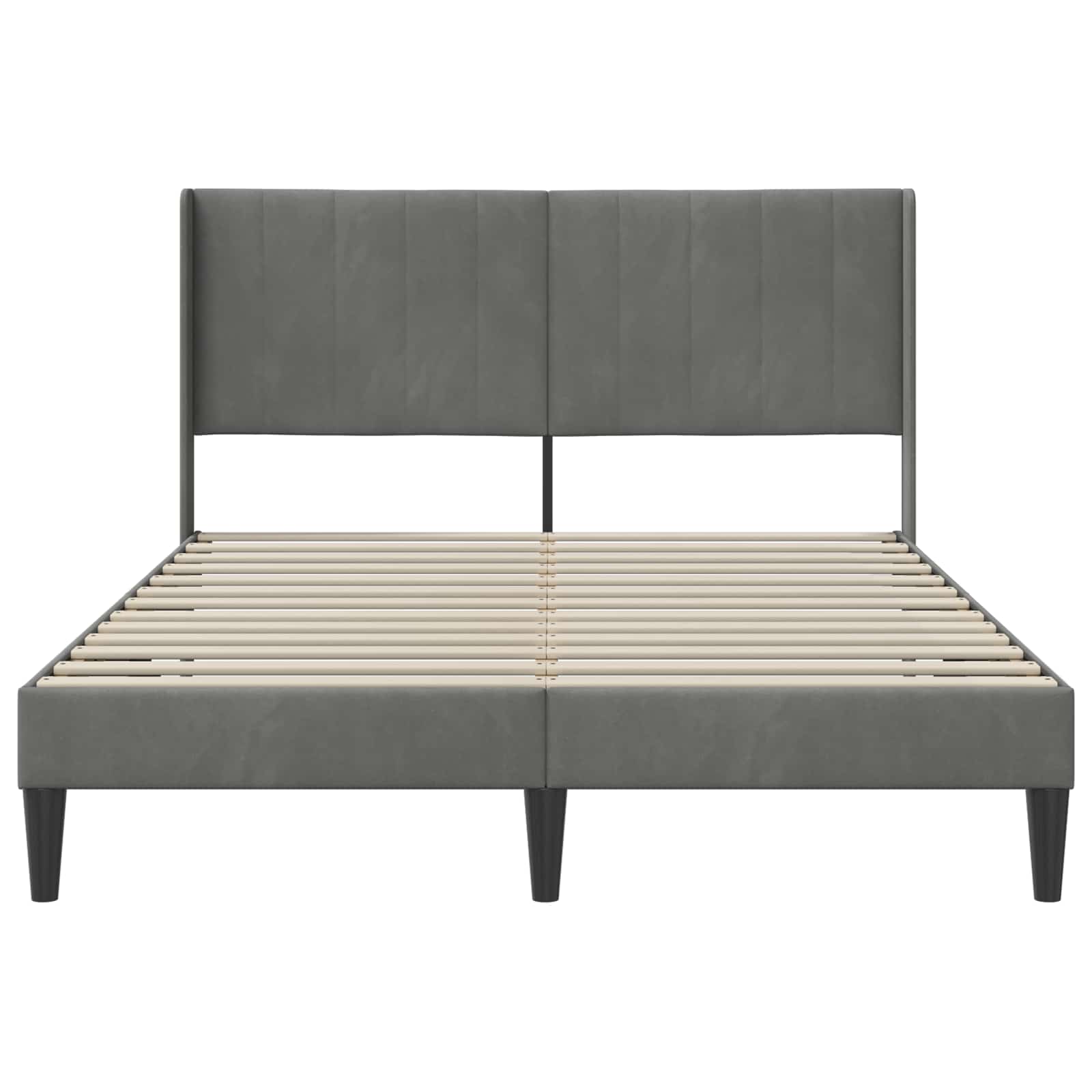 Bedframe met hoofdeinde Donkergrijs 140 x 200 cm Fluweel is nu te koop bij PeponiXL, paradijselijk wonen!