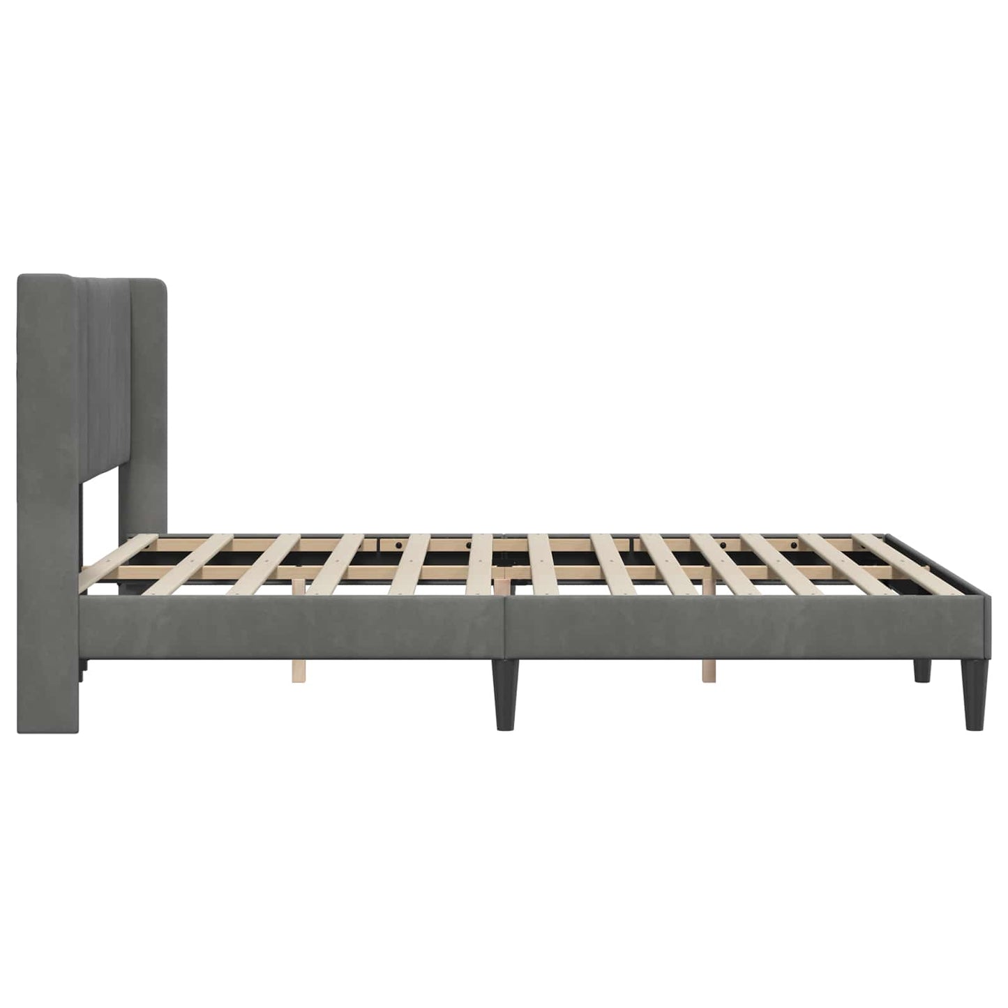 Bedframe met hoofdeinde Donkergrijs 140 x 200 cm Fluweel is nu te koop bij PeponiXL, paradijselijk wonen!