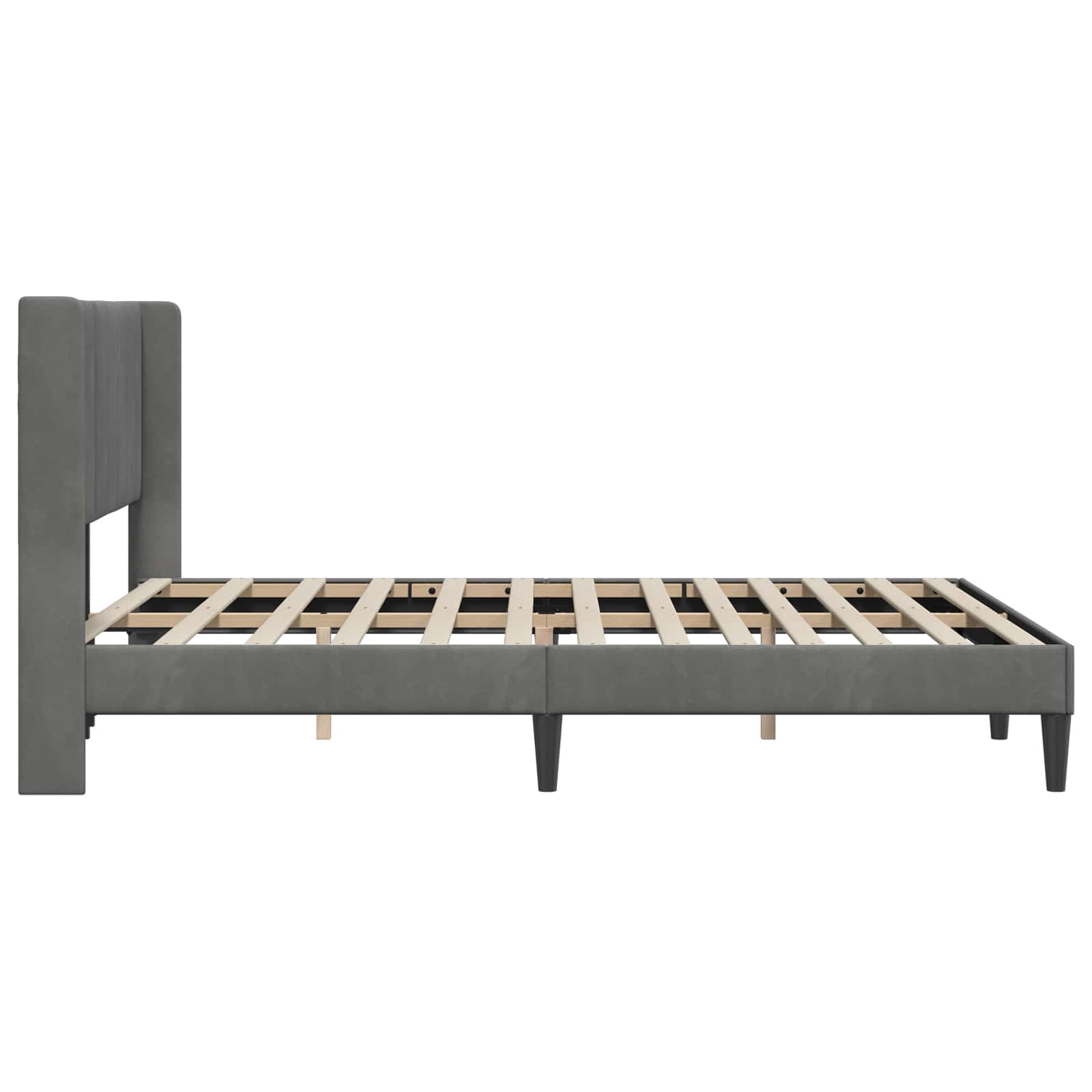 Bedframe met hoofdeinde Donkergrijs 140 x 200 cm Fluweel is nu te koop bij PeponiXL, paradijselijk wonen!