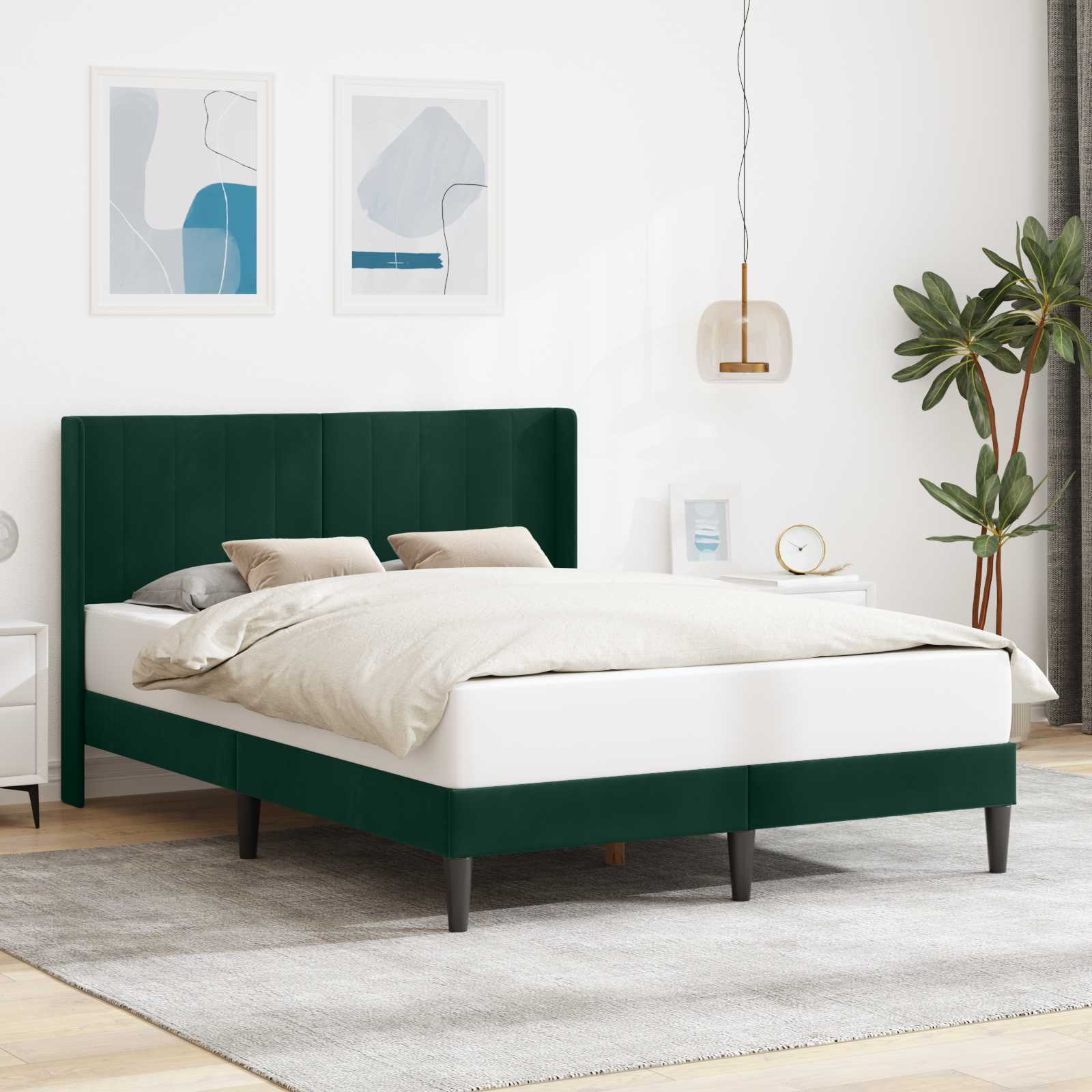 Bedframe met hoofdeinde Donkergroen 140 x 200 cm Fluweel is nu te koop bij PeponiXL, paradijselijk wonen!