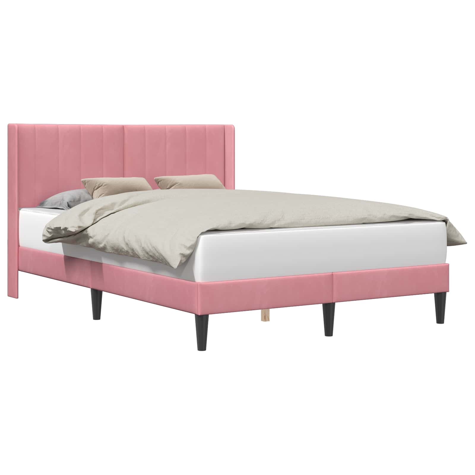 Bedframe met hoofdeinde Roze 140 x 200 cm Fluweel is nu te koop bij PeponiXL, paradijselijk wonen!