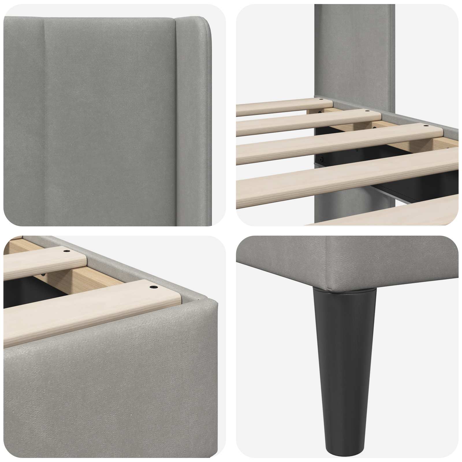 Bedframe met hoofdeinde Lichtgrijs 180 x 200 cm Fluweel is nu te koop bij PeponiXL, paradijselijk wonen!