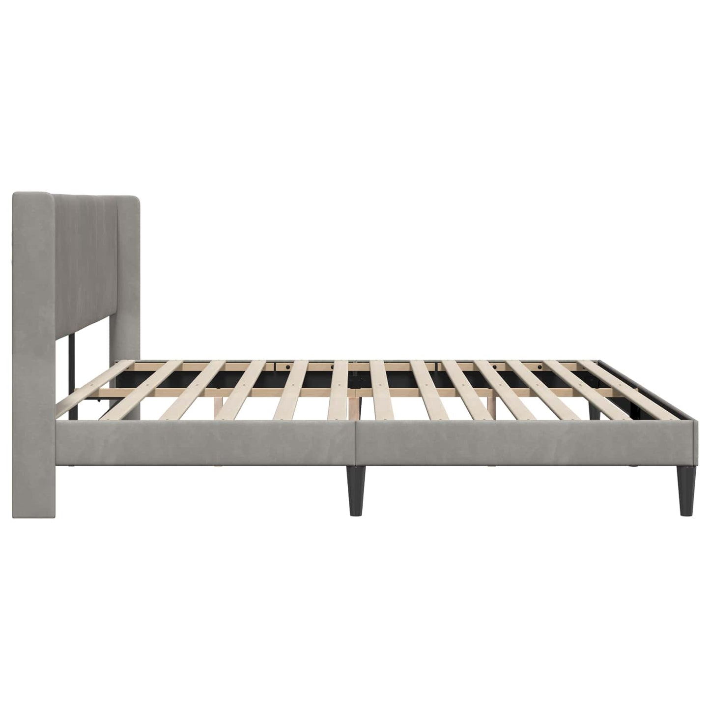Bedframe met hoofdeinde Lichtgrijs 180 x 200 cm Fluweel is nu te koop bij PeponiXL, paradijselijk wonen!