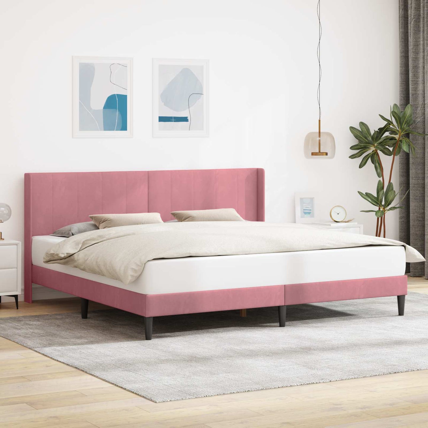 Bedframe met hoofdeinde Roze 180 x 200 cm Fluweel is nu te koop bij PeponiXL, paradijselijk wonen!