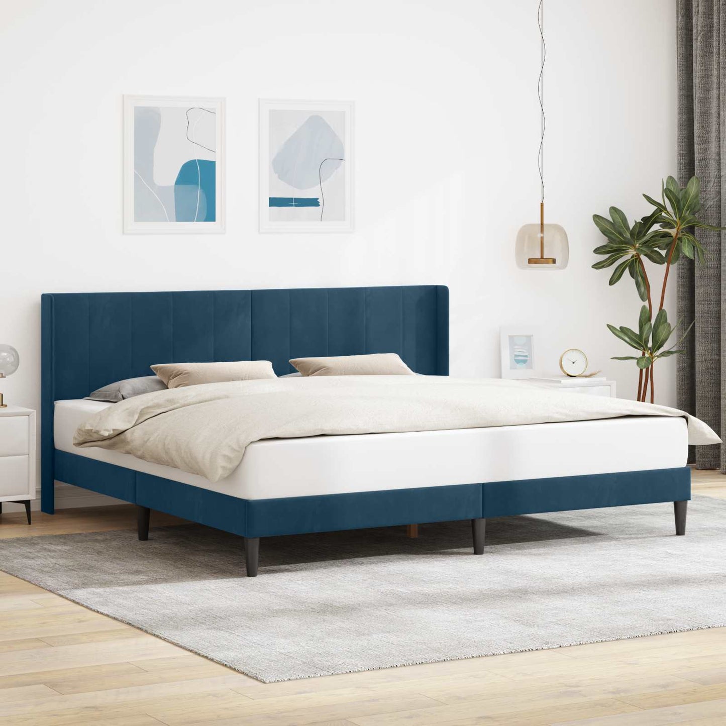 Bedframe met hoofdeinde Blauw 180 x 200 cm Fluweel is nu te koop bij PeponiXL, paradijselijk wonen!