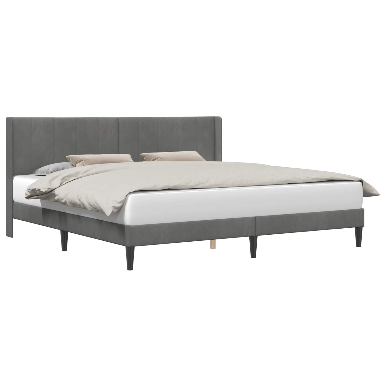 Bedframe met hoofdeinde Donkergrijs 183 x 213 cm Fluweel is nu te koop bij PeponiXL, paradijselijk wonen!