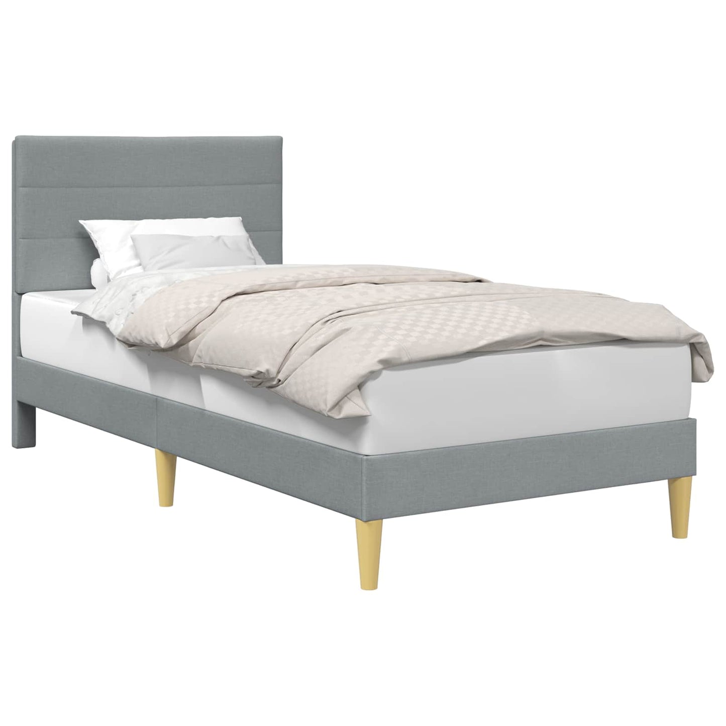 Bedframe met hoofdeinde Lichtgrijs 80 x 200 cm Stof is nu te koop bij PeponiXL, paradijselijk wonen!
