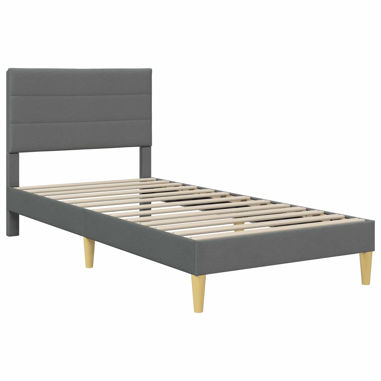 Bedframe met hoofdeinde Donkergrijs 80 x 200 cm Stof is nu te koop bij PeponiXL, paradijselijk wonen!