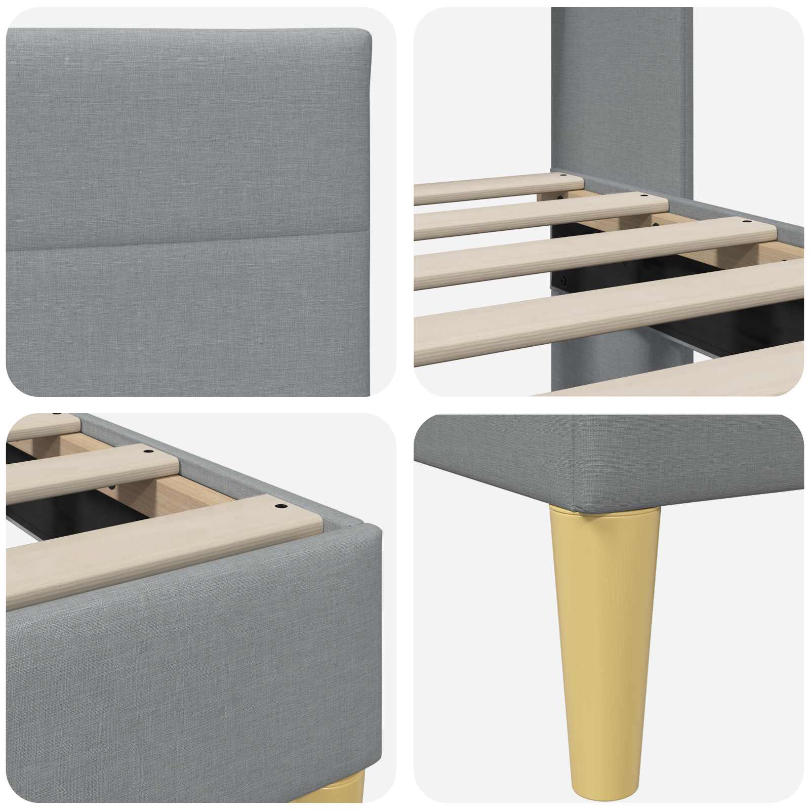 Bedframe met hoofdeinde Lichtgrijs 90 x 190 cm Stof is nu te koop bij PeponiXL, paradijselijk wonen!