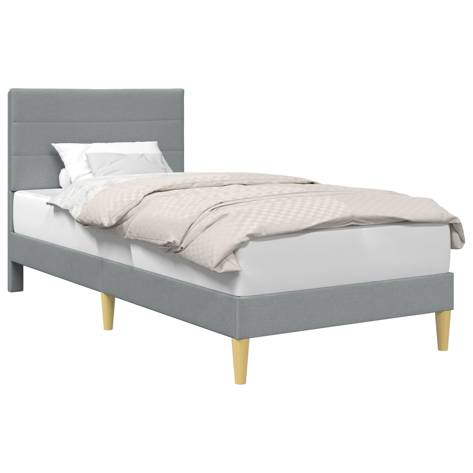 Bedframe met hoofdeinde Lichtgrijs 90 x 190 cm Stof is nu te koop bij PeponiXL, paradijselijk wonen!