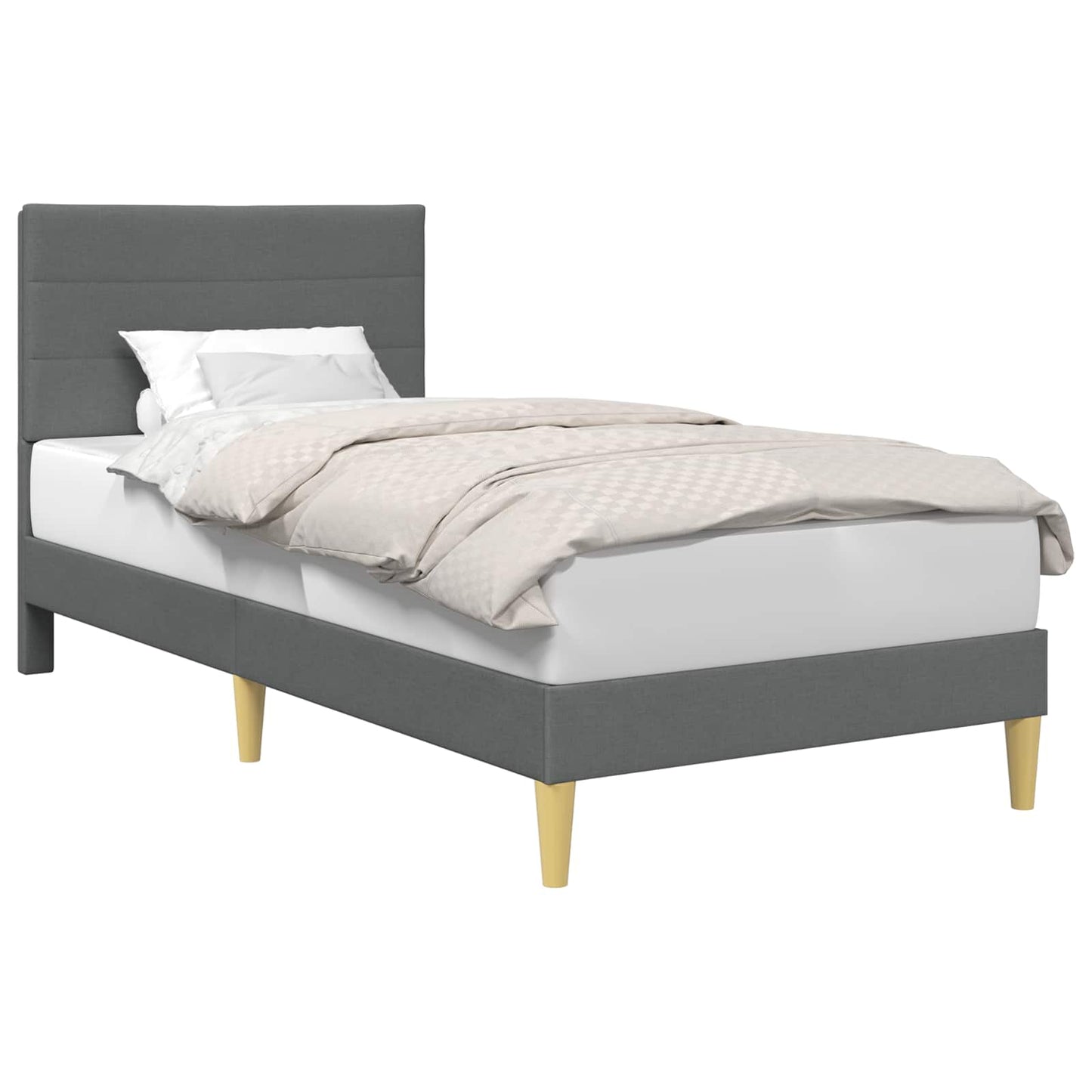 Bedframe met hoofdeinde Donkergrijs 90 x 190 cm Stof is nu te koop bij PeponiXL, paradijselijk wonen!
