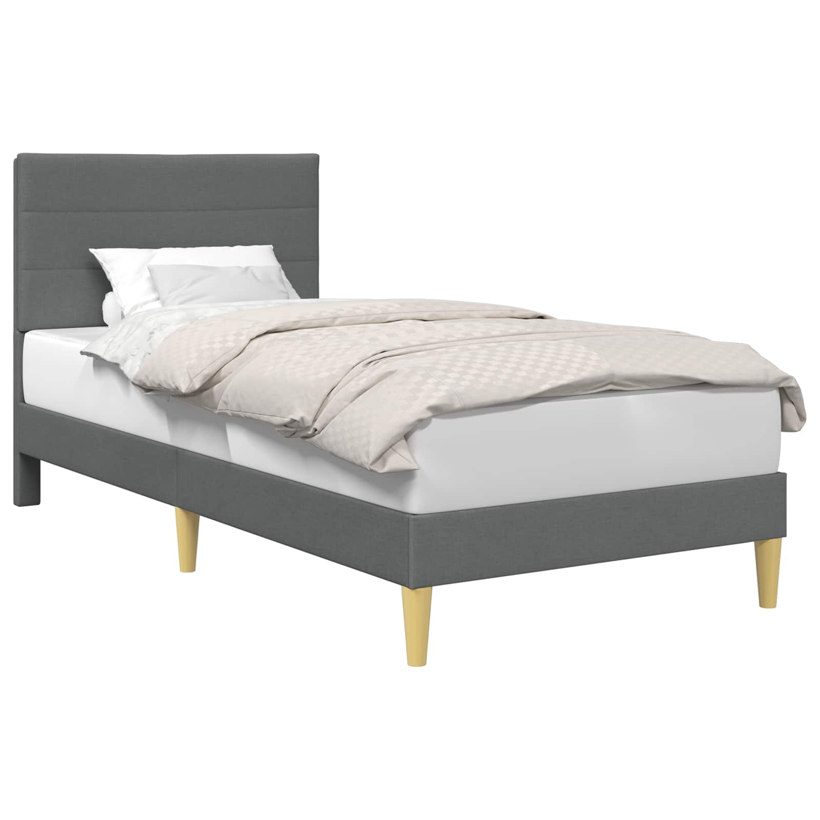 Bedframe met hoofdeinde Donkergrijs 90 x 190 cm Stof is nu te koop bij PeponiXL, paradijselijk wonen!