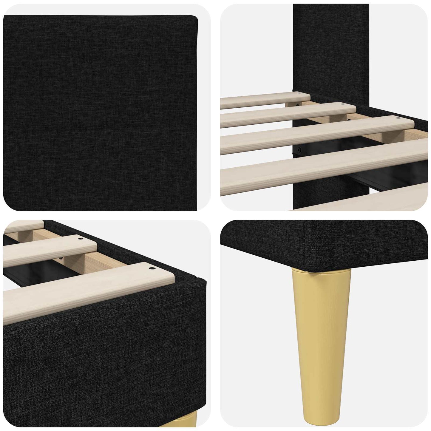 Bedframe met hoofdeinde Zwart 90 x 190 cm Stof is nu te koop bij PeponiXL, paradijselijk wonen!
