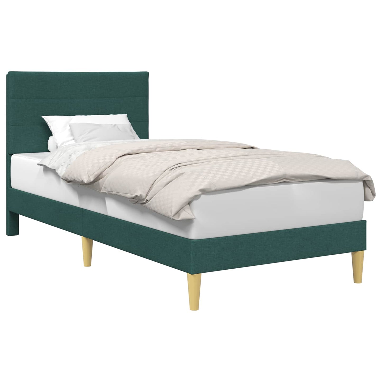 Bedframe met hoofdeinde Donkergroen 90 x 190 cm Stof is nu te koop bij PeponiXL, paradijselijk wonen!