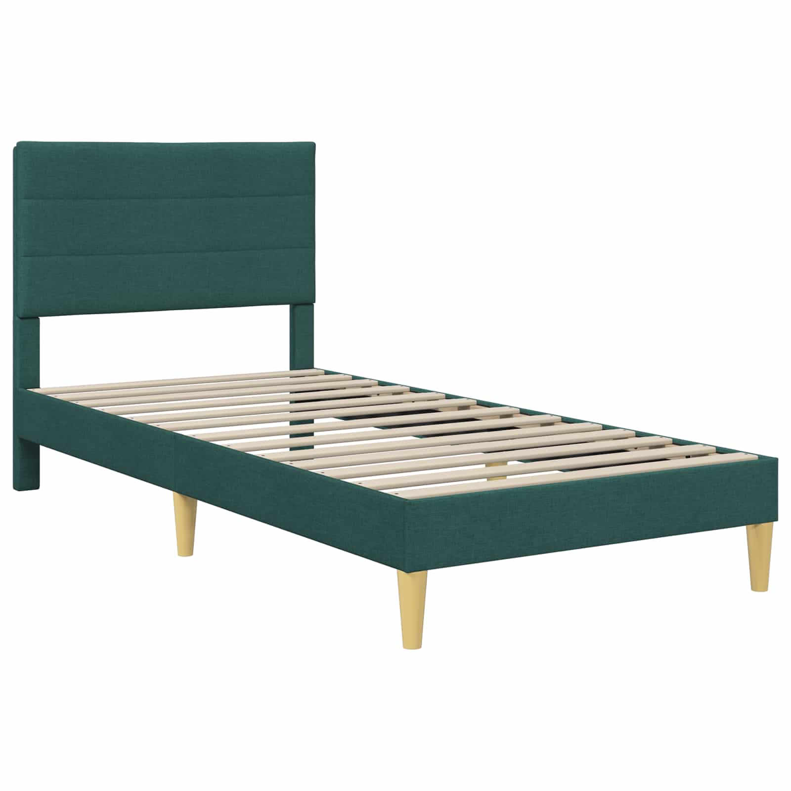 Bedframe met hoofdeinde Donkergroen 90 x 190 cm Stof is nu te koop bij PeponiXL, paradijselijk wonen!